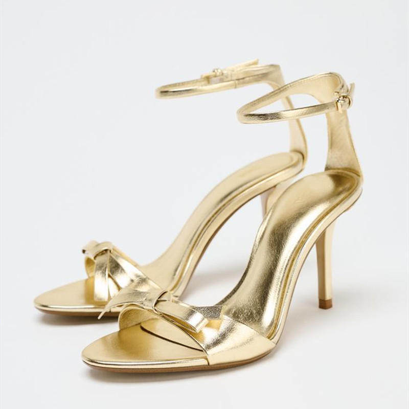 Summer Clothing Collection - Elegant Golden Bow Brand High Heeled