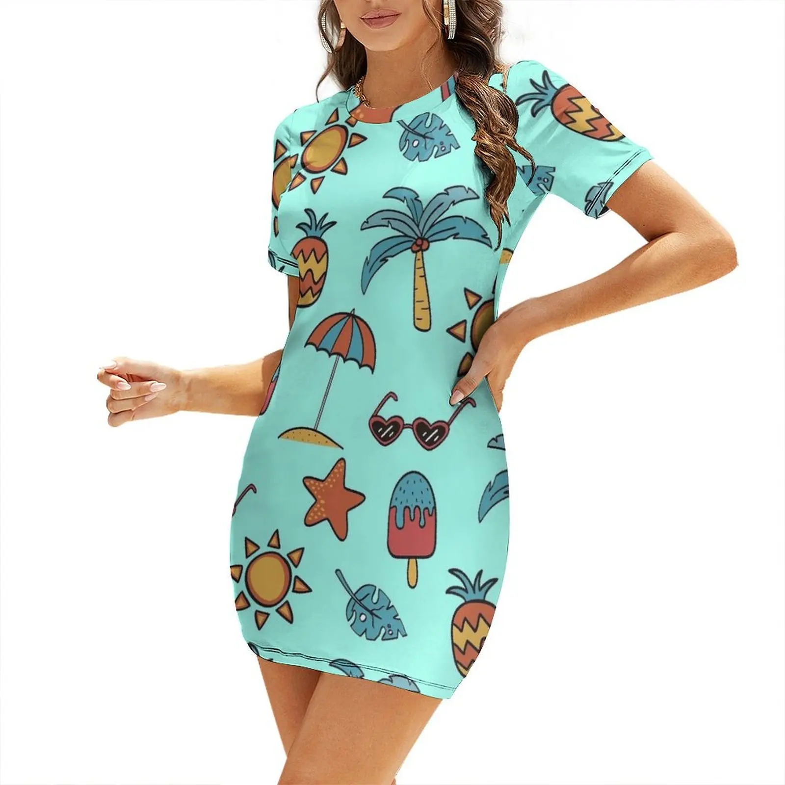 Summer Clothing Vibes - Summer vibes Short-Sleeved Dress Female clothing