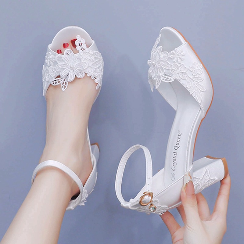 Summer Clothing Collection - Women White Silk High Heels Summer