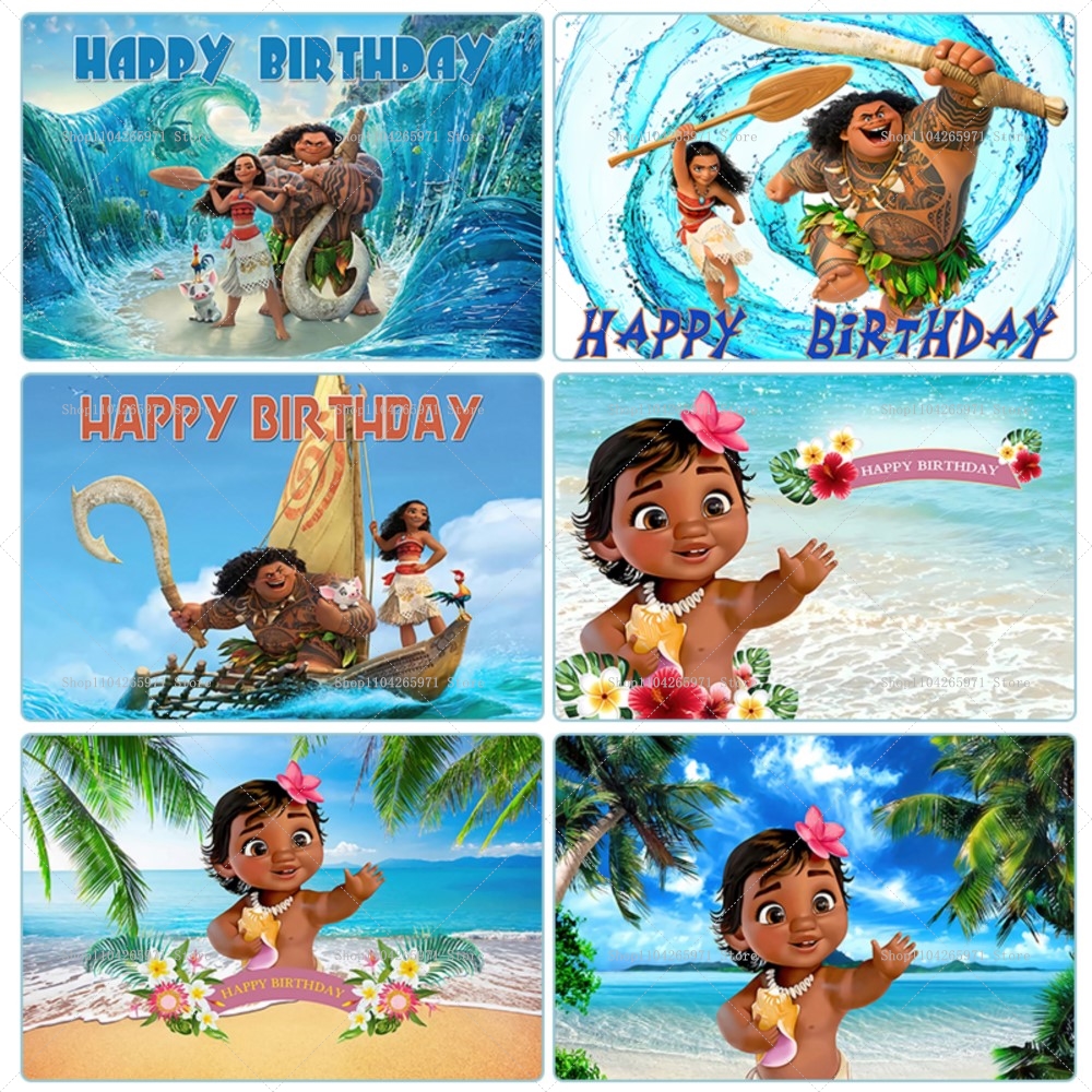 Summer Days Clothing - Baby Moana Theme Summer Birthday Backdrop