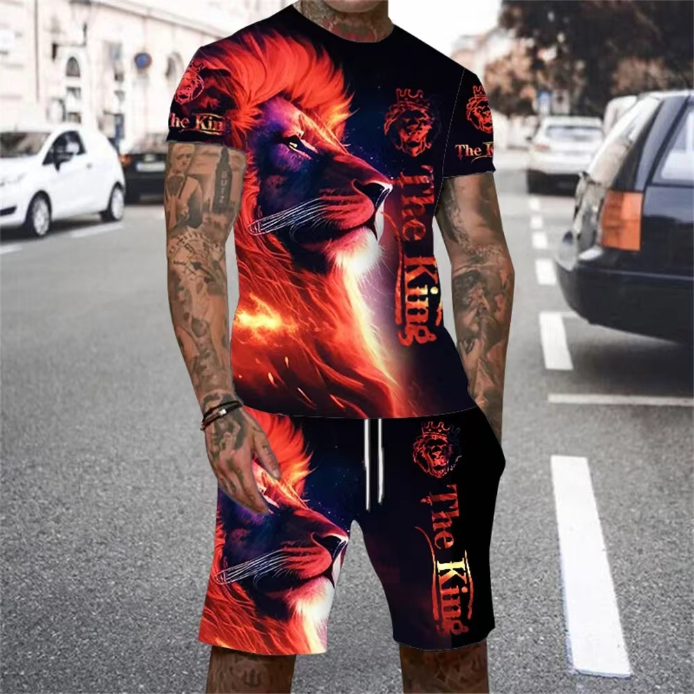 Summer Clothing Styles Men - Men's Short Sleeved T-shirt Set Animal