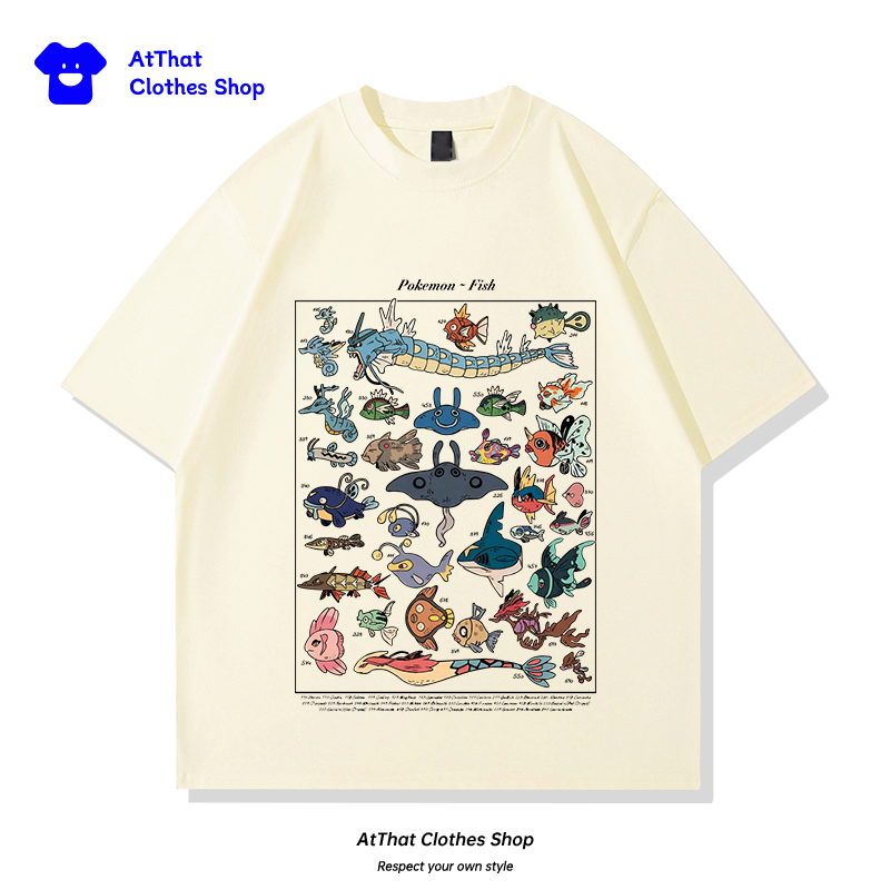Summer Clothing Guide - pokemon Fish Guide clothing, Japanese-style retro