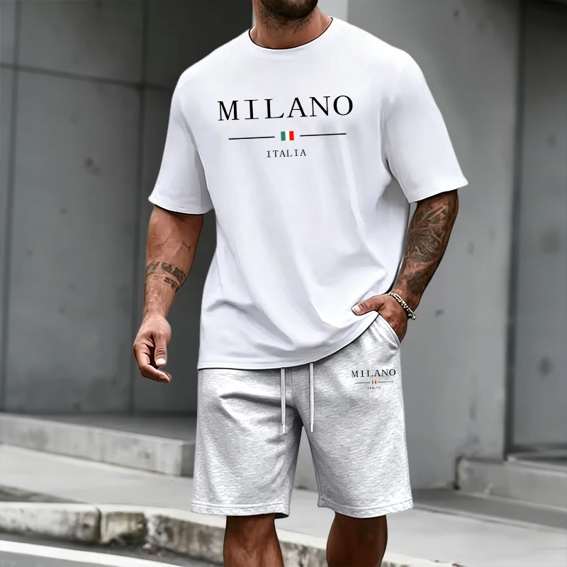 Summer Clothing Outfits - Men's Tracksuit Short Sleeve Top and