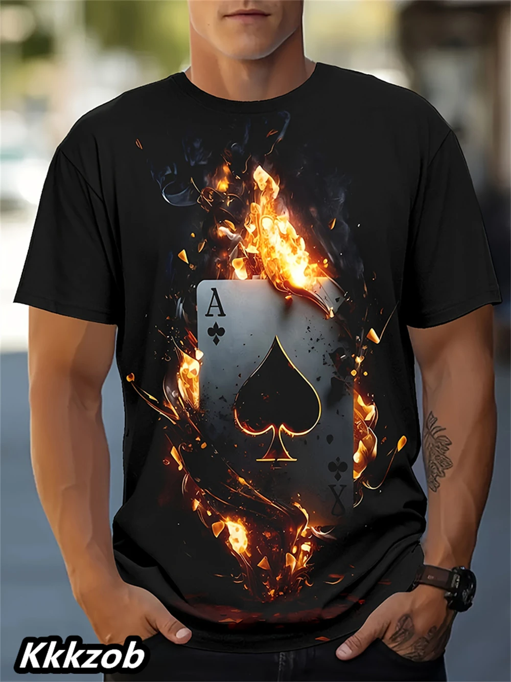 Men's Lion Print Short Sleeve  - Summer Clothing Essentials Men ulasan dan harga