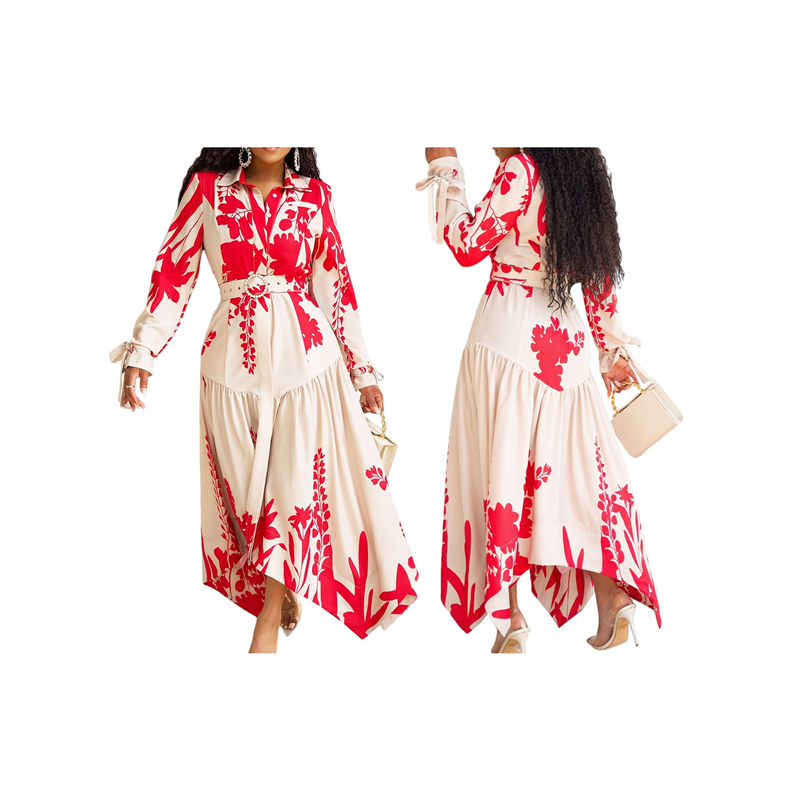 ABRT-Women's Autumn Floral Dre - Sundress Midi Floral ulasan dan harga