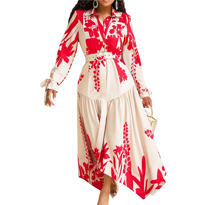 ABRT-Women's Autumn Floral Dre - Sundress Midi Floral ulasan dan harga