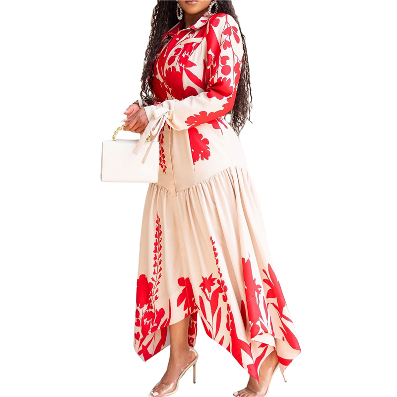 ABRT-Women's Autumn Floral Dre - Sundress Midi Floral ulasan dan harga