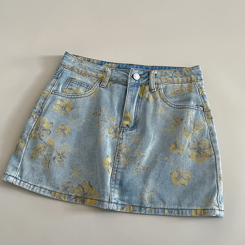 Elegant Women Denim Skirt Yell - Soft Summer Yellow Clothing ulasan dan harga