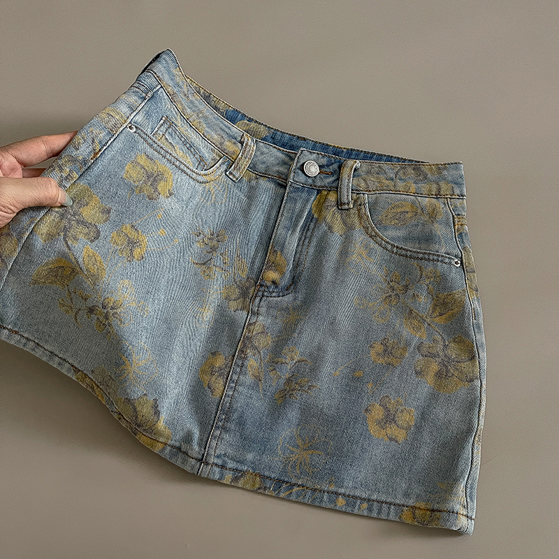 Elegant Women Denim Skirt Yell - Soft Summer Yellow Clothing ulasan dan harga