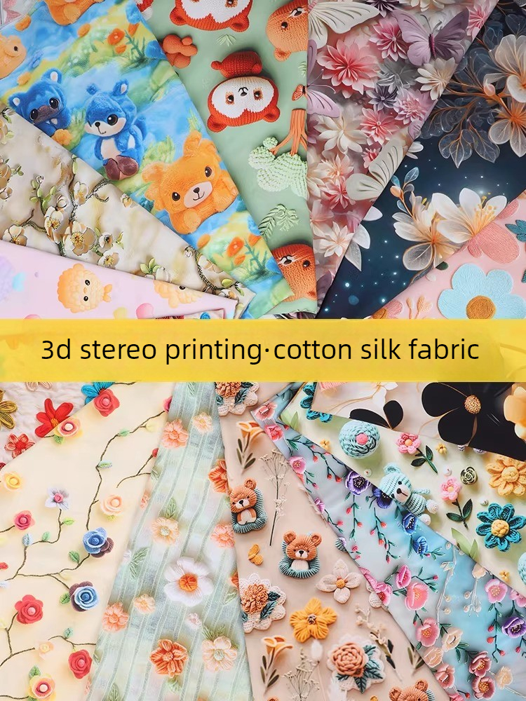 3D Printed Flower Rayon Fabric - Soft Summer Yellow Clothing ulasan dan harga