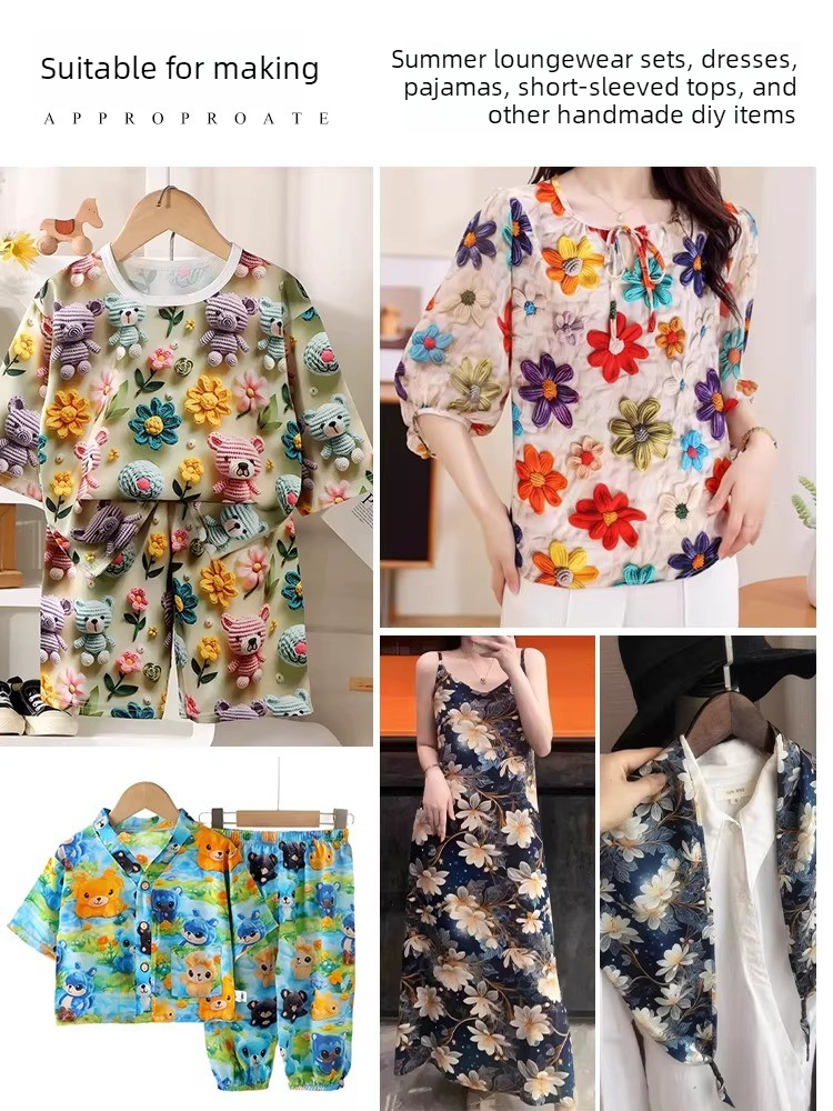 3D Printed Flower Rayon Fabric - Soft Summer Yellow Clothing ulasan dan harga