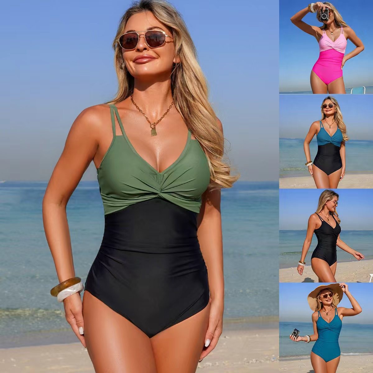 V Neck Twist Front One Piece S - Swimsuit One Piece ulasan dan harga