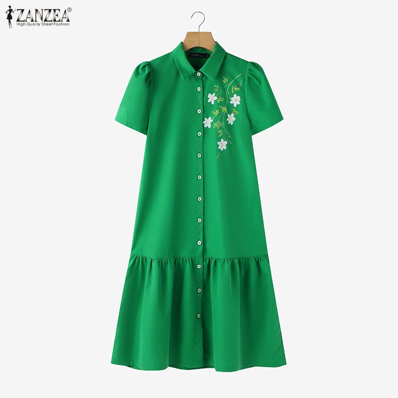 ZANZEA 2026 Summer Floral Prin - Sundress Midi Floral ulasan dan harga