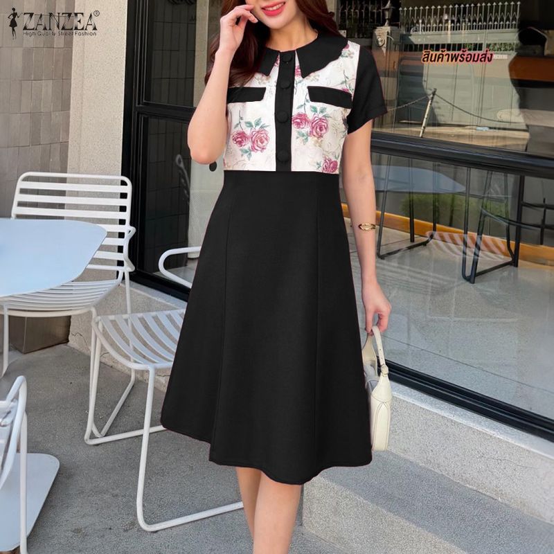2026 ZANZEA Women Summer Sundr - Sundress Midi Floral ulasan dan harga