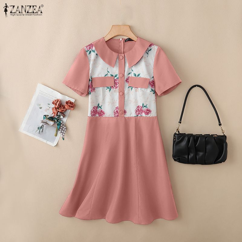 2026 ZANZEA Women Summer Sundr - Sundress Midi Floral ulasan dan harga