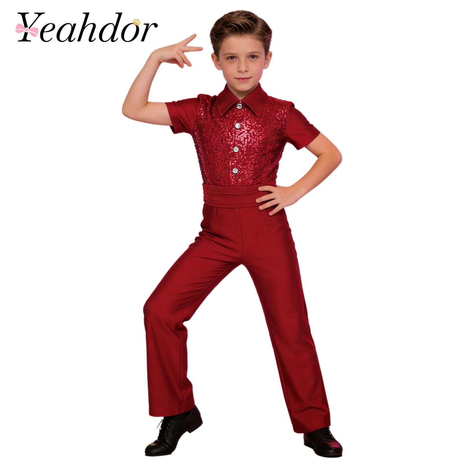 Boys Latin Modern Dance Shirt  - Summer Clothing Boys ulasan dan harga