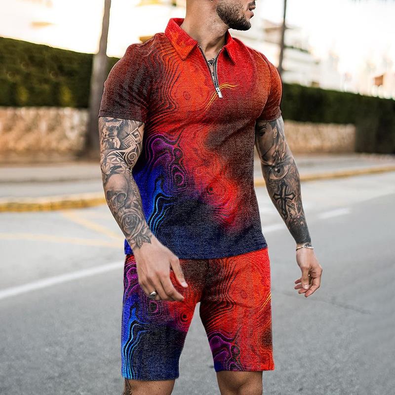 Summer Zipper Polo Shirt Suit  - Summer Clothing Styles Men ulasan dan harga