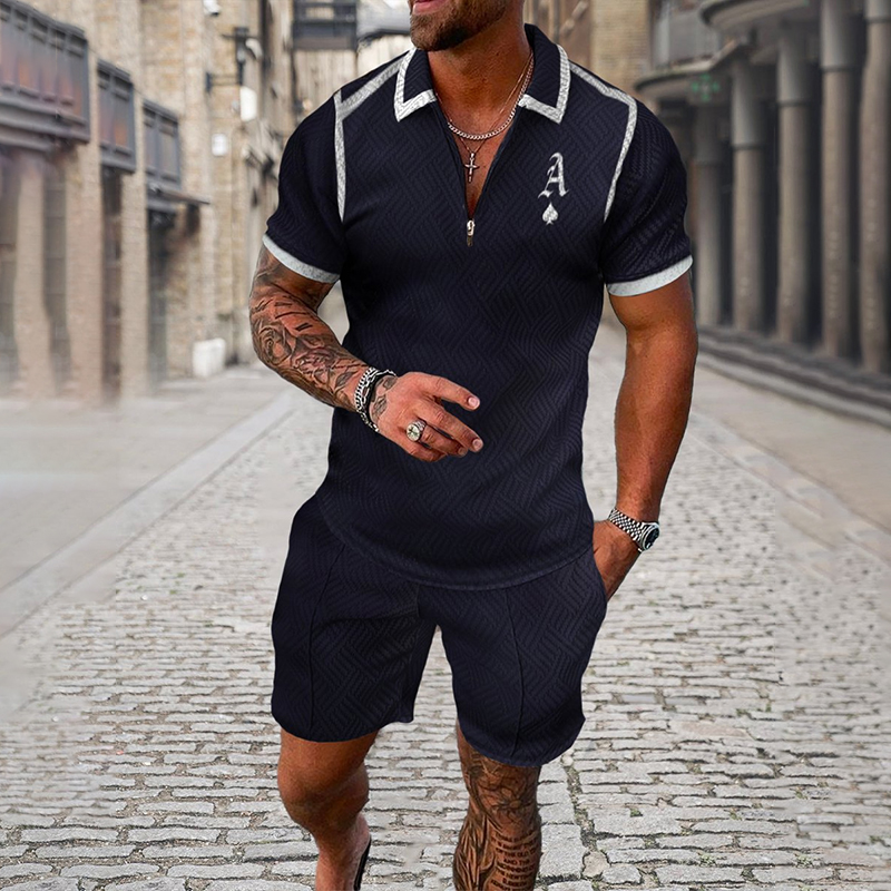 Summer Zipper Polo Shirt Suit  - Summer Clothing Styles Men ulasan dan harga