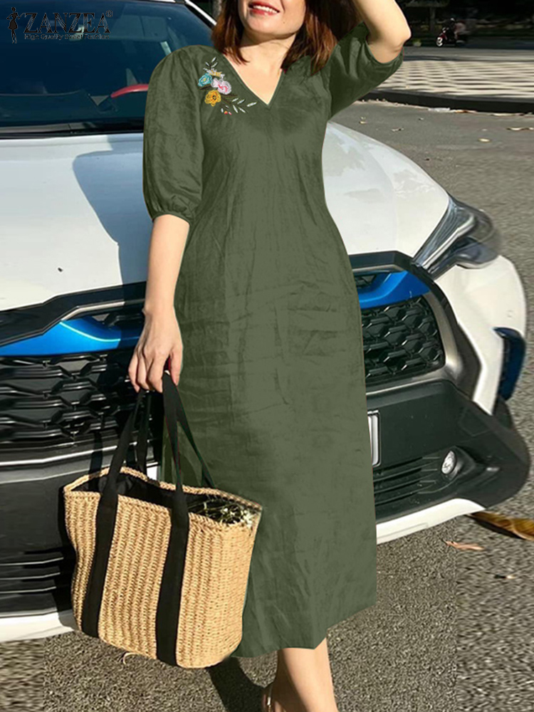 2024 ZANZEA Summer Fashion Wom - Sundress Midi Floral ulasan dan harga