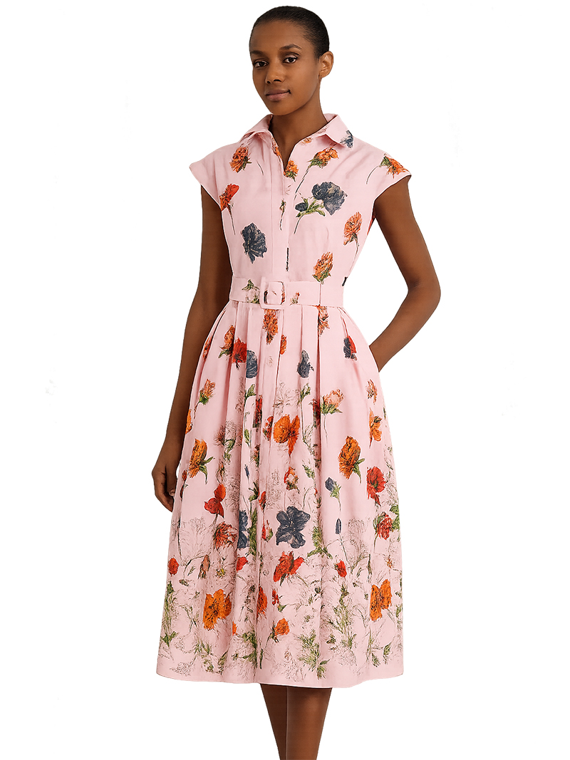 2025 Vintage Floral Print Shir - Sundress Midi Floral ulasan dan harga