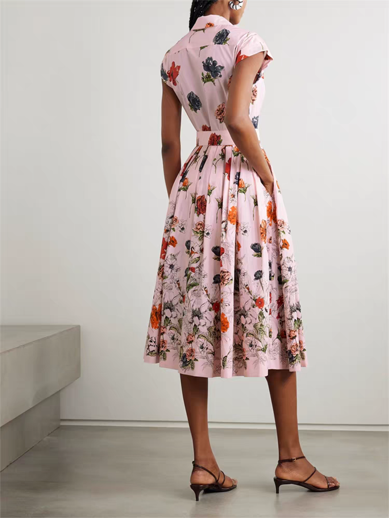 2025 Vintage Floral Print Shir - Sundress Midi Floral ulasan dan harga