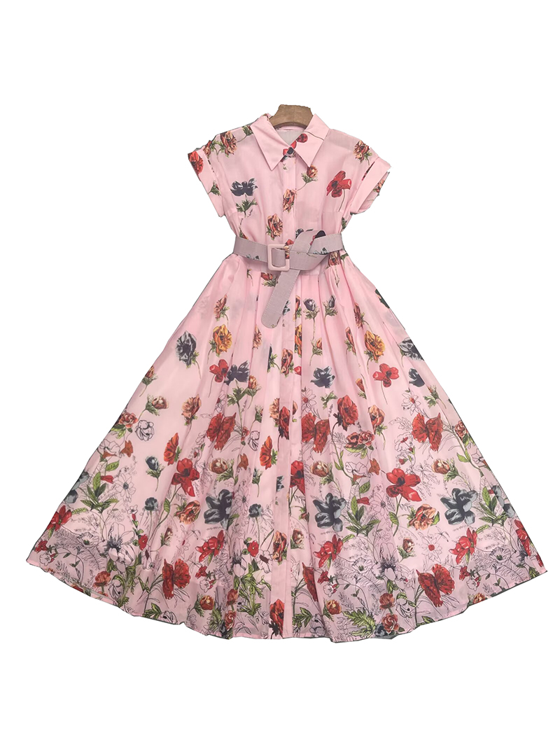2025 Vintage Floral Print Shir - Sundress Midi Floral ulasan dan harga