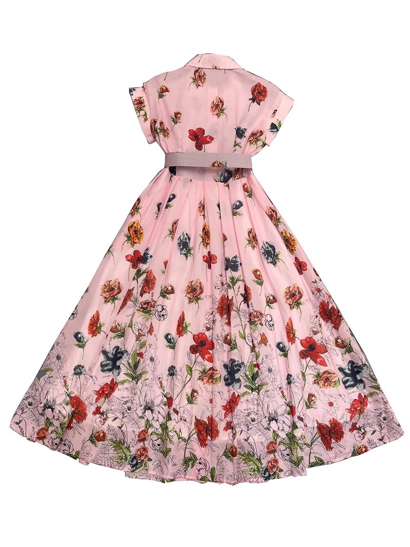 2025 Vintage Floral Print Shir - Sundress Midi Floral ulasan dan harga