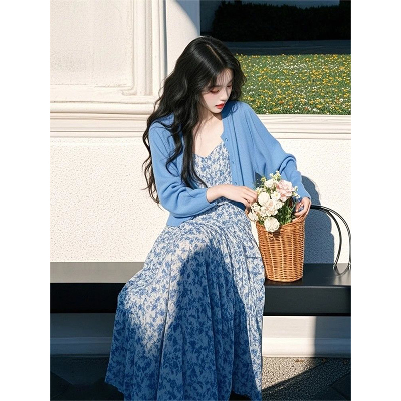 Spring Summer Women's New Styl - Sundress Midi Floral ulasan dan harga