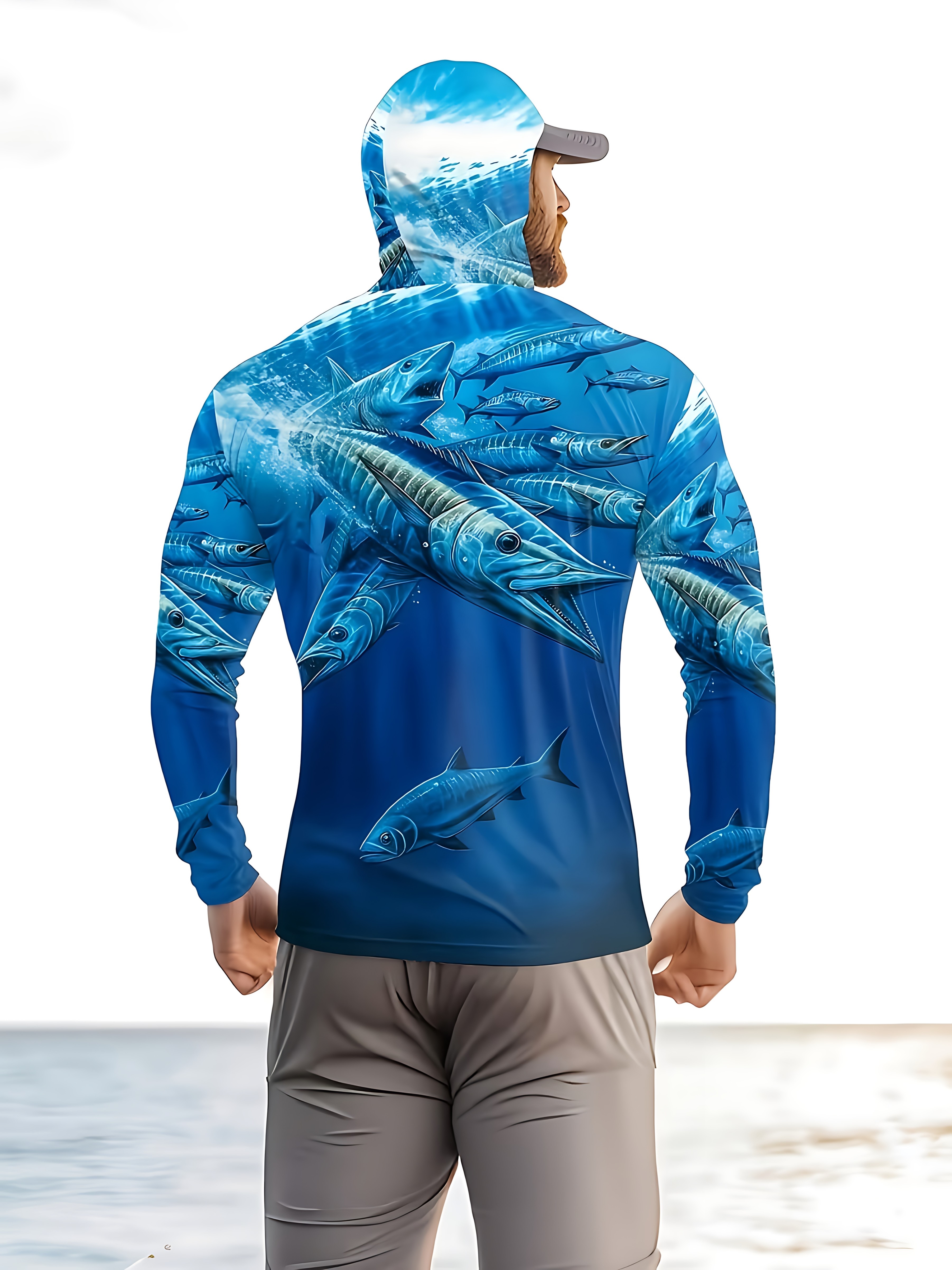 Fishing Shirt Hooded Men Fishi - Summer Knit Clothing ulasan dan harga