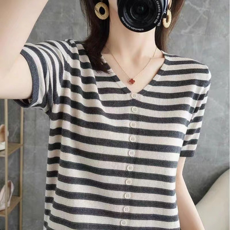 Ladies Ice Silk Short Sleeve T - Summer Clothing Label ulasan dan harga