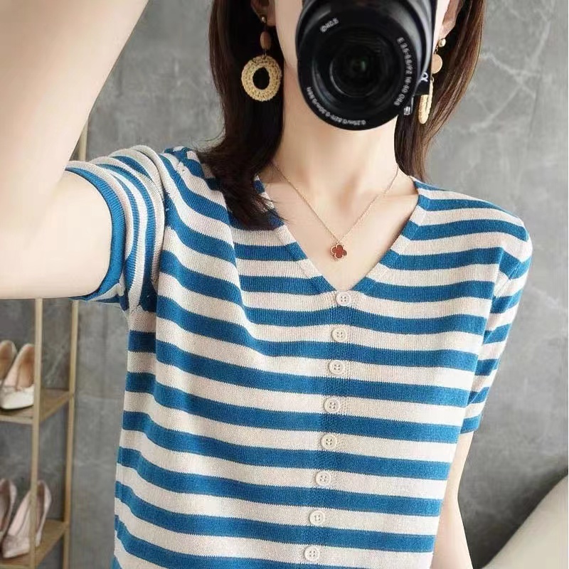Ladies Ice Silk Short Sleeve T - Summer Clothing Label ulasan dan harga