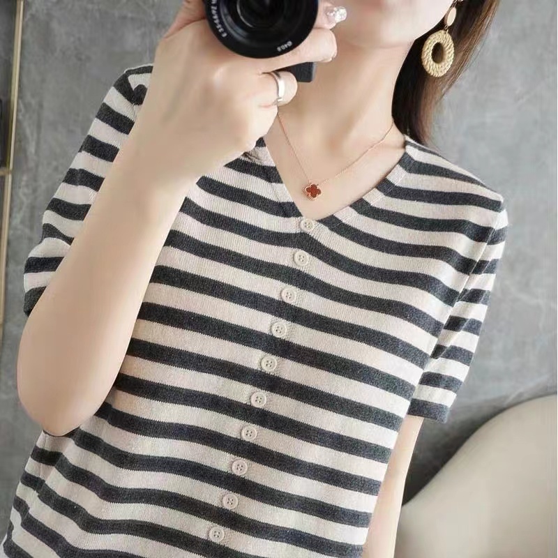 Ladies Ice Silk Short Sleeve T - Summer Clothing Label ulasan dan harga