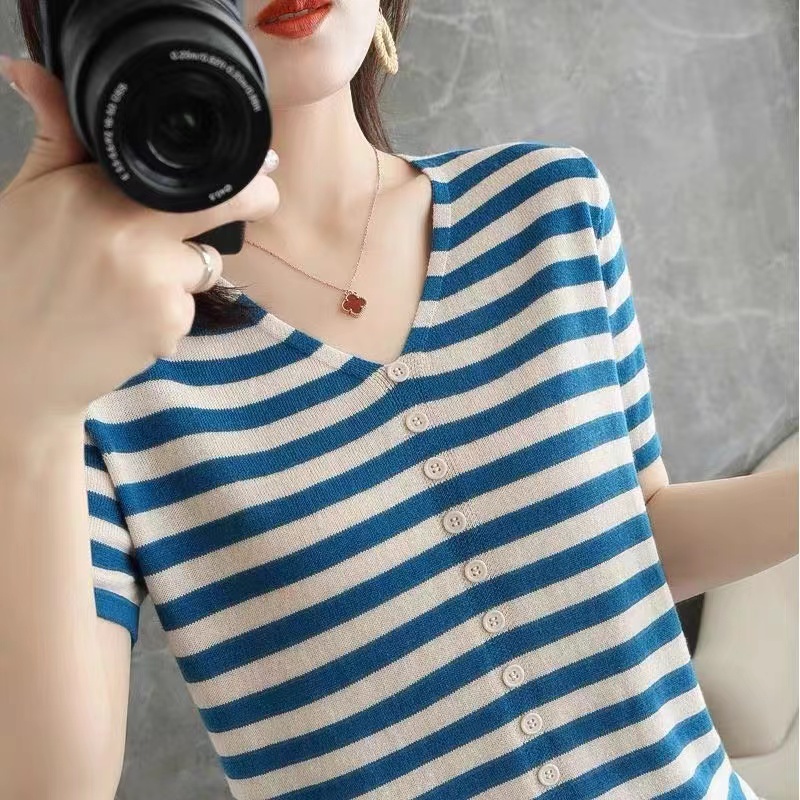 Ladies Ice Silk Short Sleeve T - Summer Clothing Label ulasan dan harga
