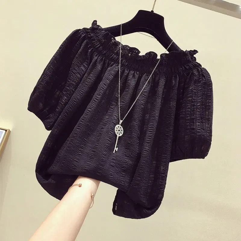 Rose Red casual slash neck puf - Summer Clothing In Winter ulasan dan harga