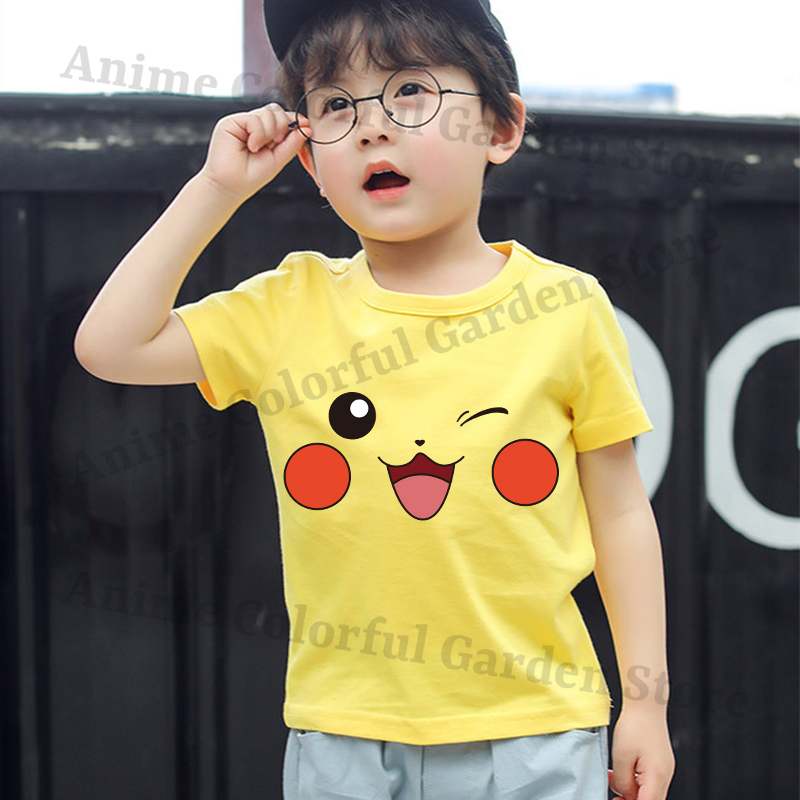 Pokemons Yellow Cute Short-sle - Summer Clothing Boys ulasan dan harga