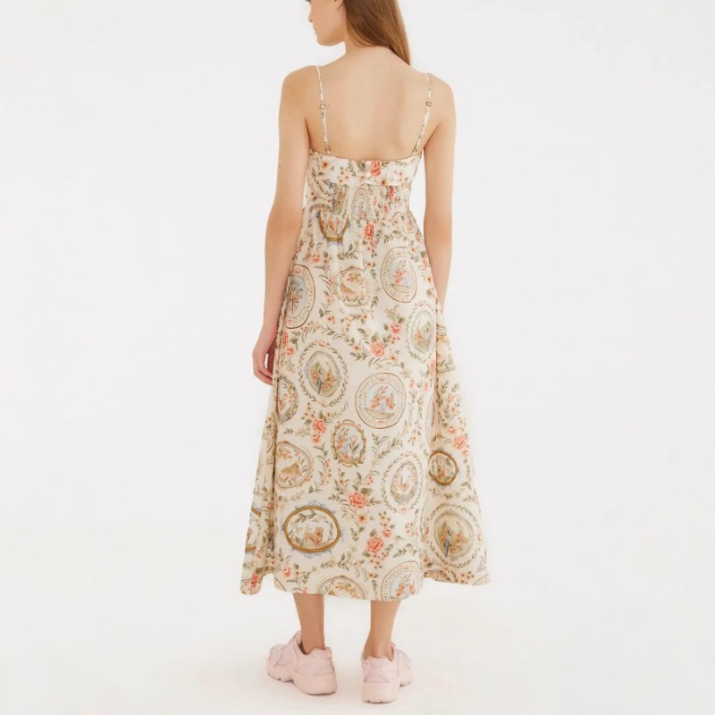Women's Vintage Floral Print S - Sundress Midi Floral ulasan dan harga