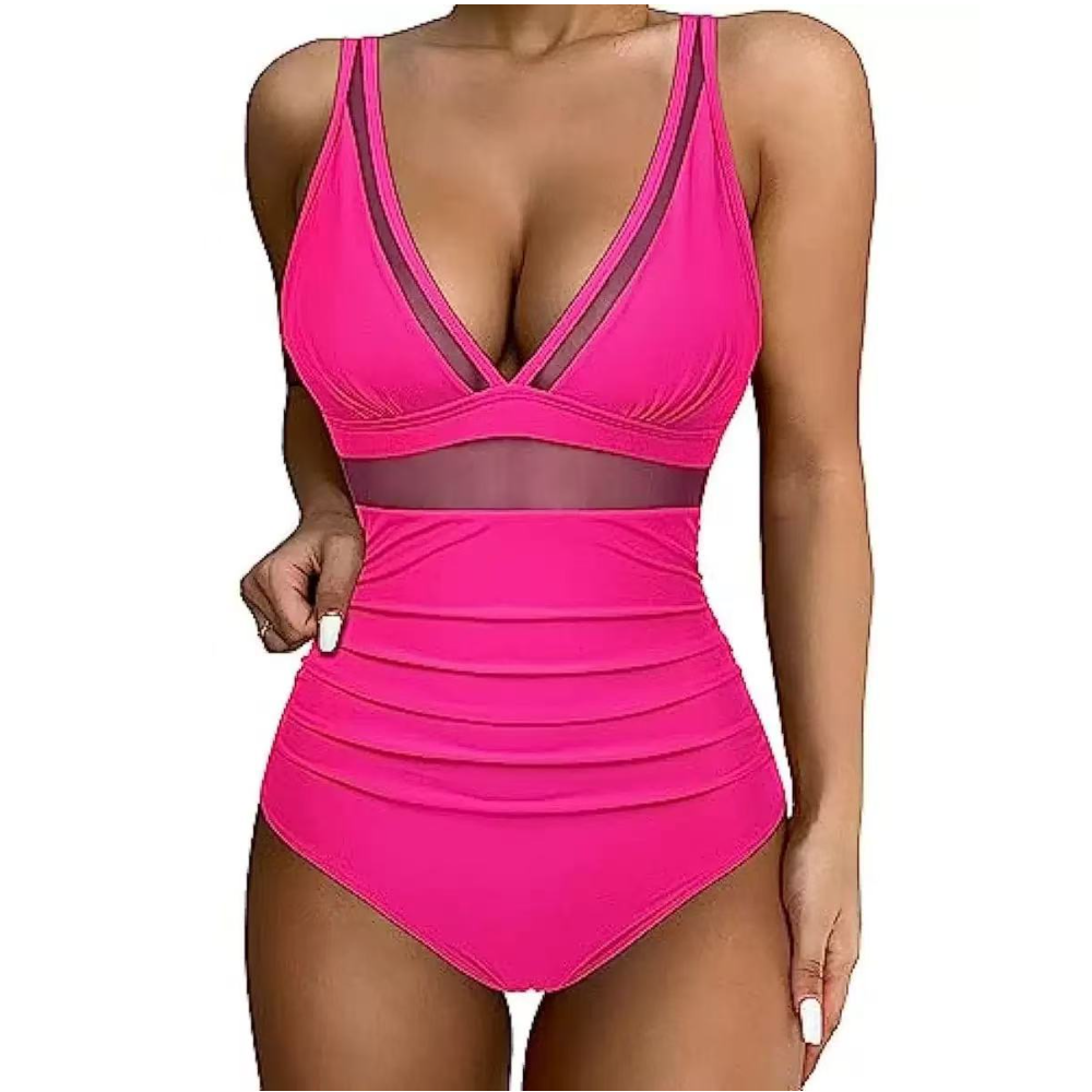 Women Deep V Mesh Cutout One P - Swimsuit One Piece ulasan dan harga