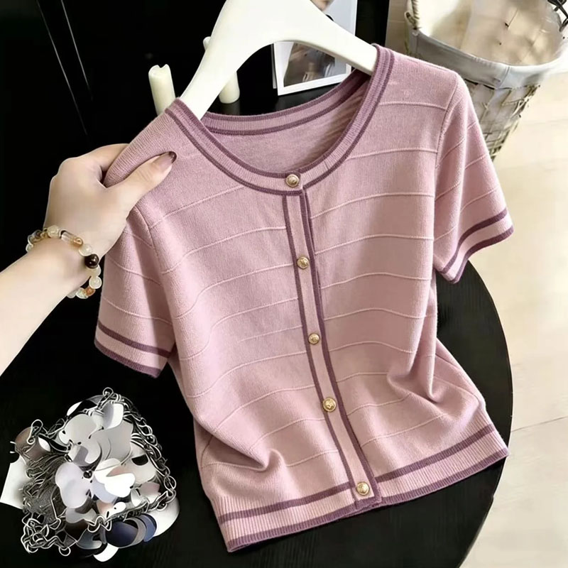Fashion O-Neck Spliced Knitted - Summer Days Clothing ulasan dan harga