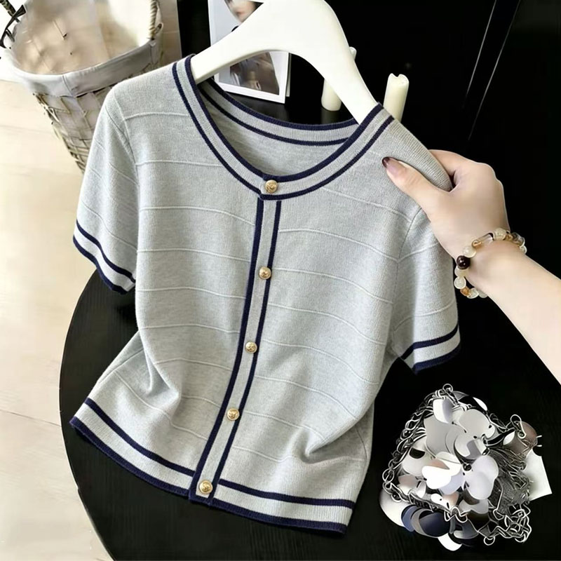 Fashion O-Neck Spliced Knitted - Summer Days Clothing ulasan dan harga