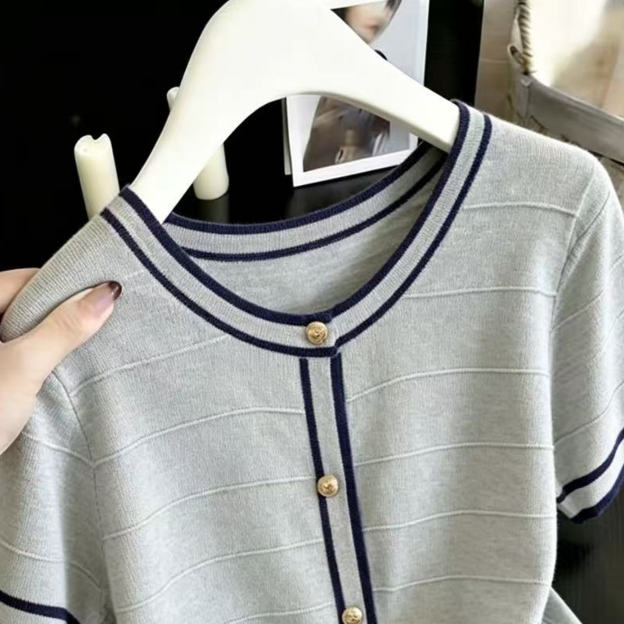 Fashion O-Neck Spliced Knitted - Summer Days Clothing ulasan dan harga