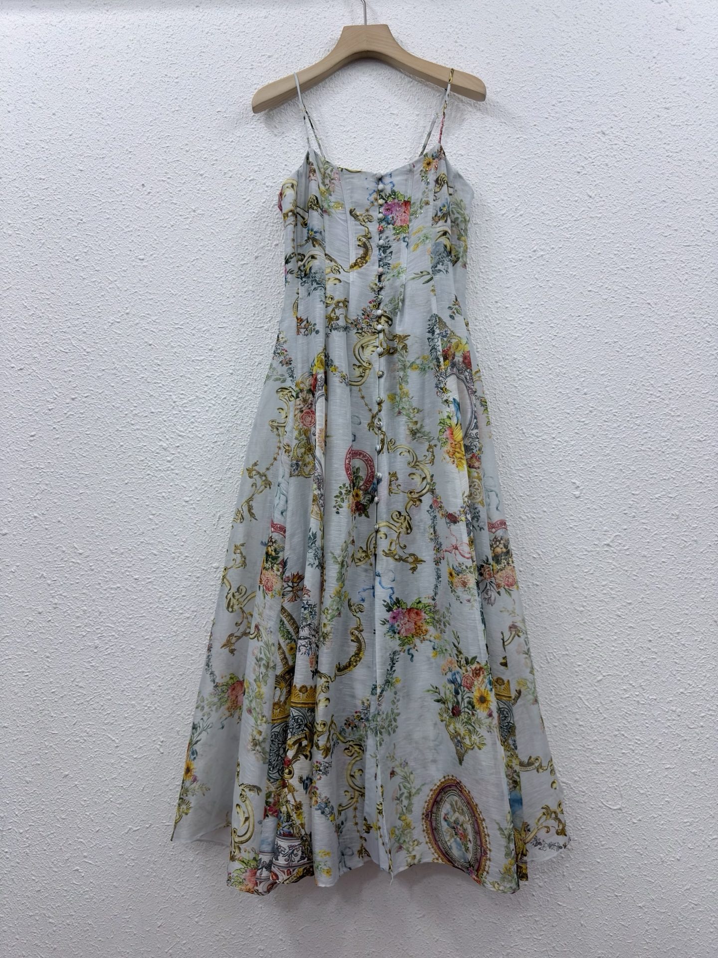 Silk Linen Baroque Floral Prin - Sundress Midi Floral ulasan dan harga