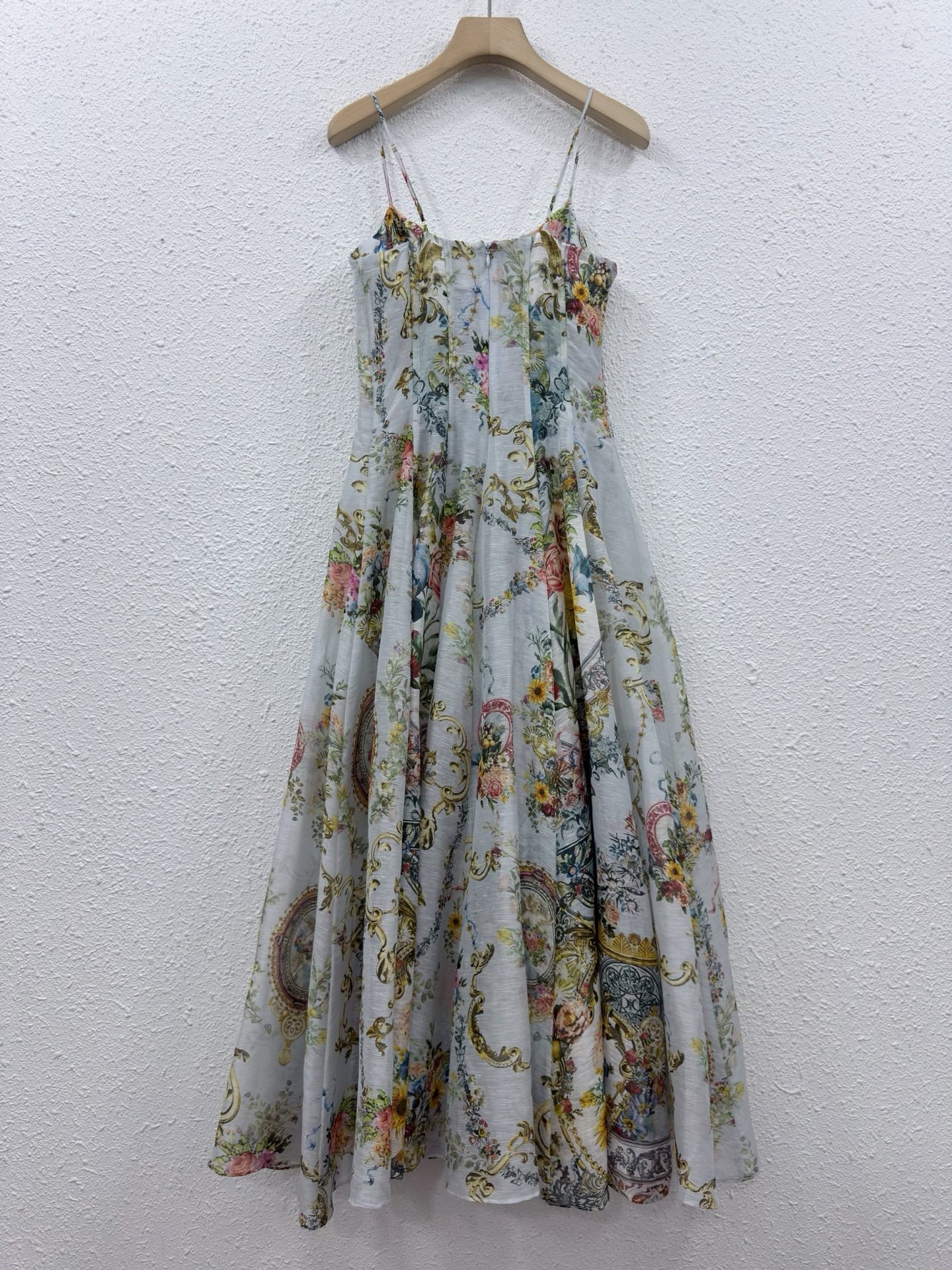 Silk Linen Baroque Floral Prin - Sundress Midi Floral ulasan dan harga