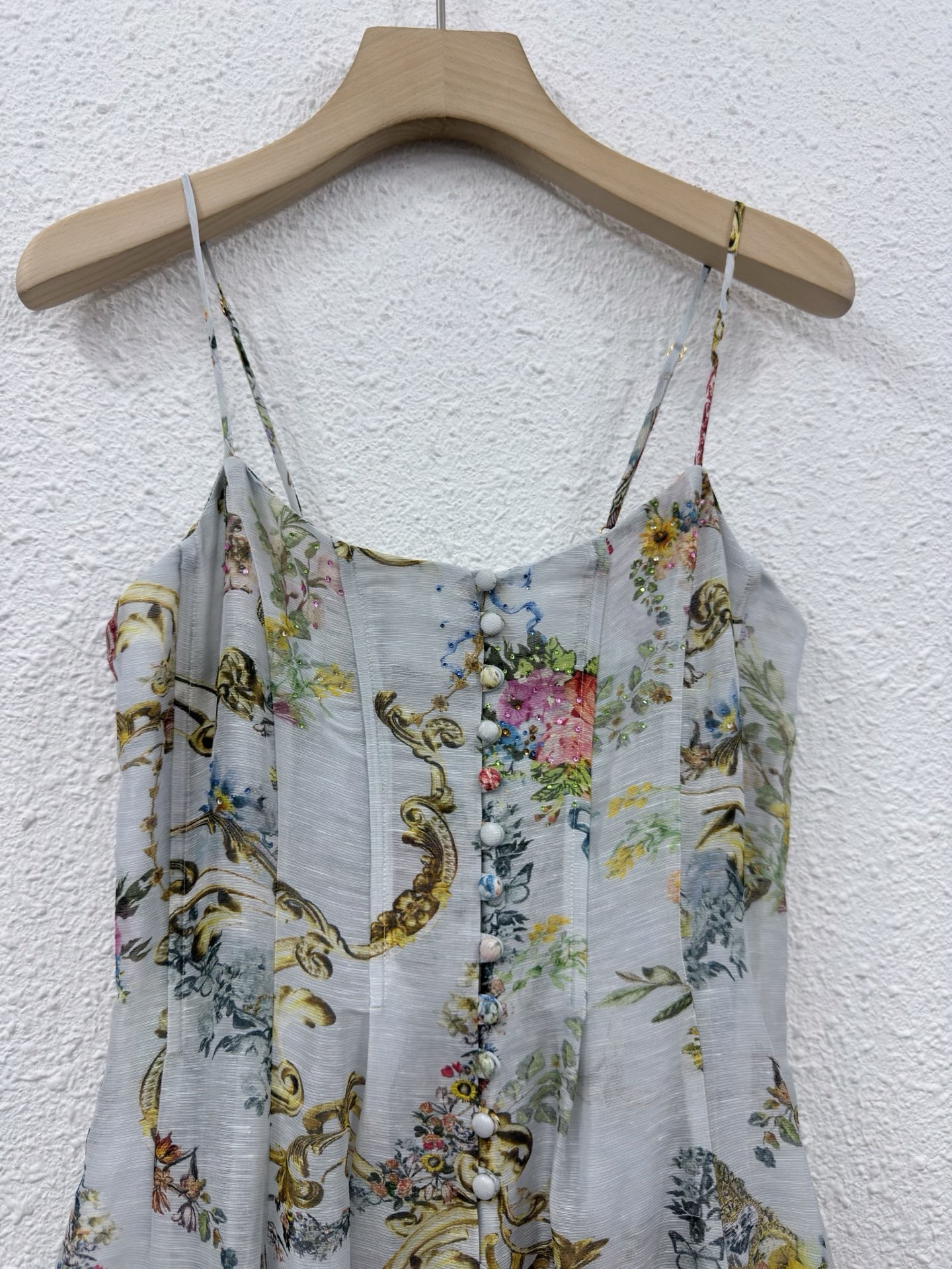 Silk Linen Baroque Floral Prin - Sundress Midi Floral ulasan dan harga