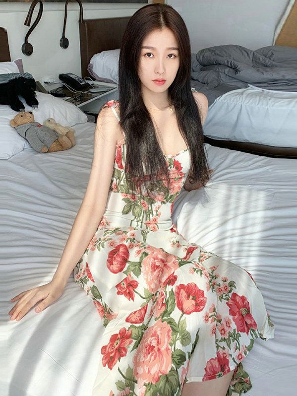 Silk Linen Women's White Flora - Sundress Midi Floral ulasan dan harga