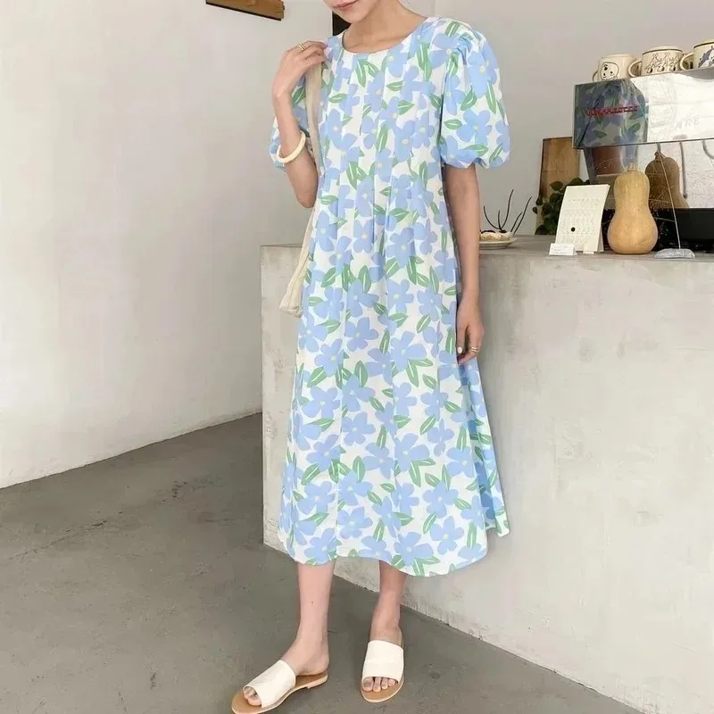 Summer Round Collar High Waist - Sundress Midi Floral ulasan dan harga