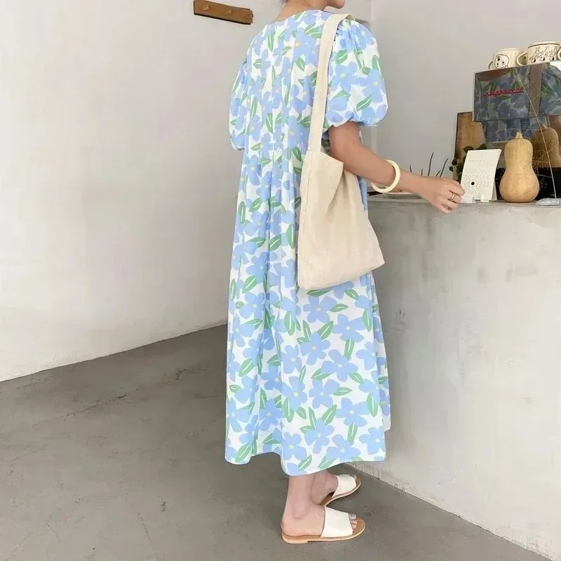 Summer Round Collar High Waist - Sundress Midi Floral ulasan dan harga