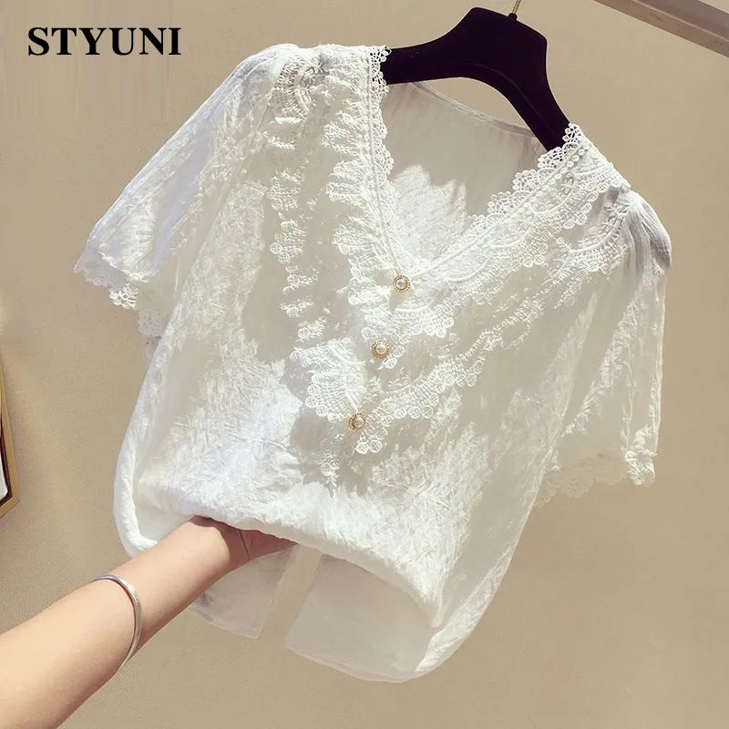 Lace Ruffles V-Neck Chiffon So - Summer Clothing In Winter ulasan dan harga