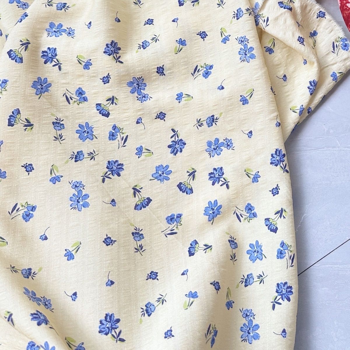 All Cotton Bubble Fabric Yello - Soft Summer Yellow Clothing ulasan dan harga