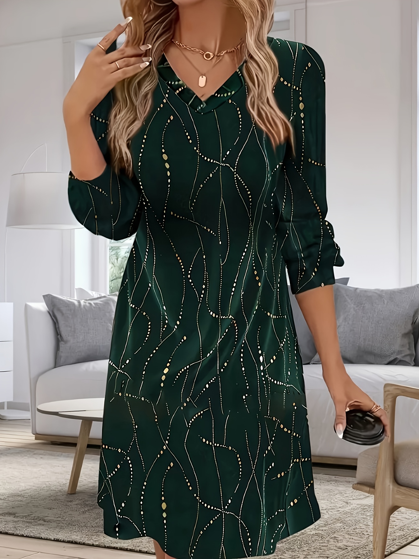 plus Size Velvet Golden Print  - Summer Clothing In Winter ulasan dan harga