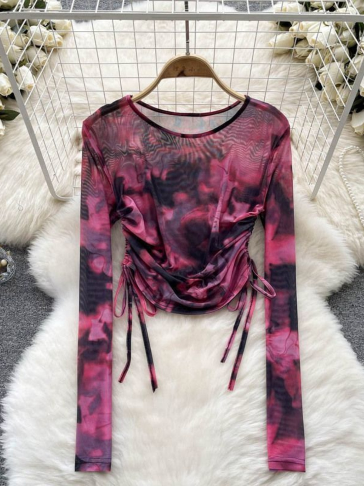 Retro Tie Dye Me Rope round Ne - Summer Clothing Label ulasan dan harga